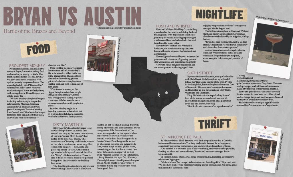 Maroon Life — Bryan vs Austin city guide spread